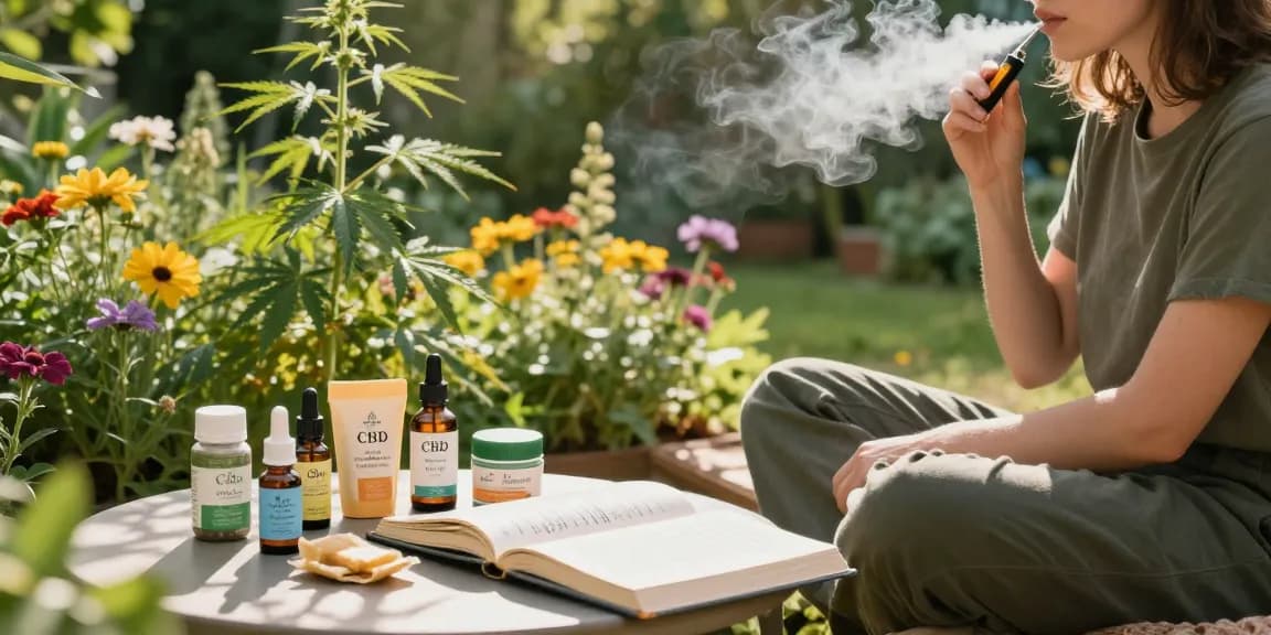 Weed vape experience in a serene garden setting with organic CBD wellness products. Natural, quality cannabis-derived elements for a holistic lifestyle.