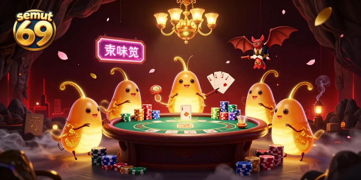 Semut 69 menghadirkan suasana kasino dengan karakter glowworm bercahaya dan dealer kelelawar, menyajikan momen taruhan yang mendebarkan.