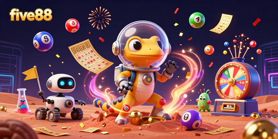 Experience thrilling gameplay at five88 casino with a Martian gecko discovering treasures.