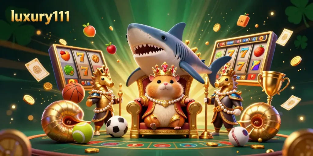 luxury111 memunculkan jackpot dalam ilustrasi kasino yang megah dan berwarna