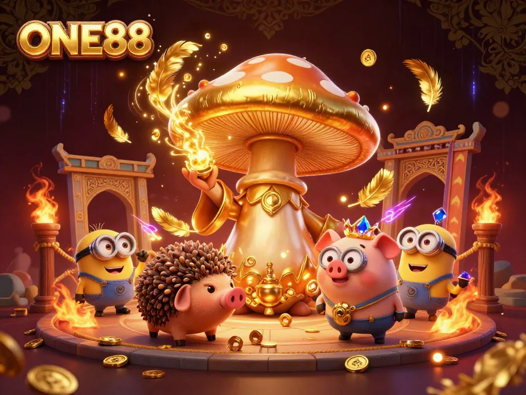 ONE88 offers players an enchanting gambling experience with magical elements and treasure in a vibrant casino setting.