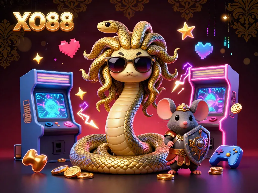 Experience engaging gameplay at XO88 with vibrant characters and casino elements in a dynamic 3D illustration.