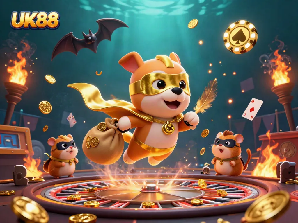 Experience the thrill of winning with UK88's live casino adventures featuring superhero elements and gold coins.
