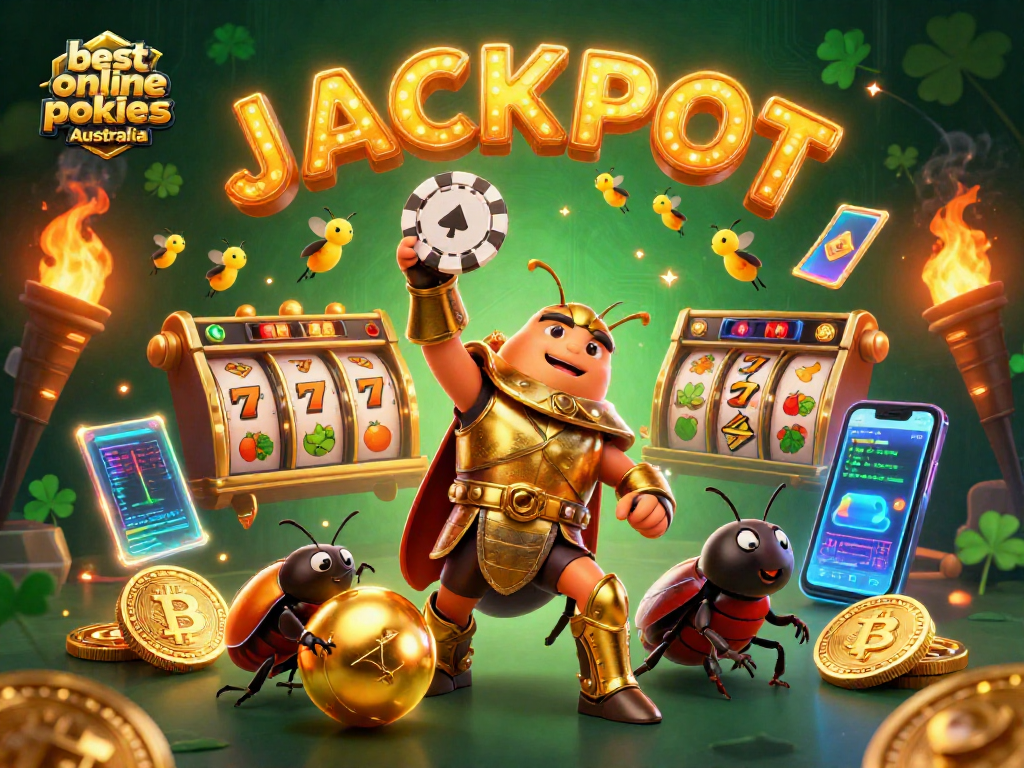 Experience the thrill of the best online pokies Australia with vibrant characters celebrating a jackpot!