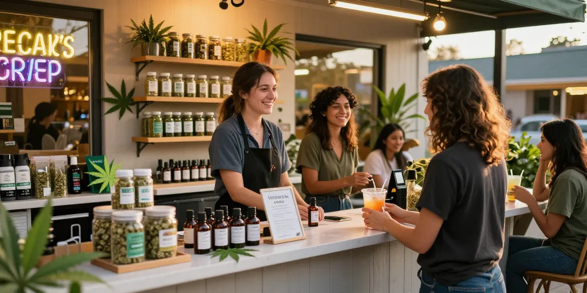 Buying weed online UK with premium cannabis products displayed at a vibrant retail shop