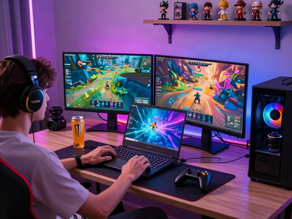 Login LUXURY111 dalam suasana gaming modern dengan setup menarik dan perangkat canggih.