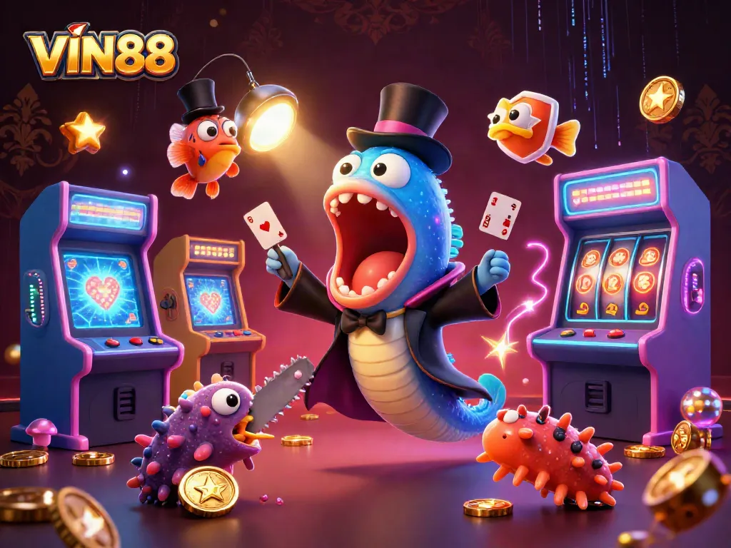 Engage in thrilling gaming adventures at VIN88 with vibrant magical characters and casino elements.