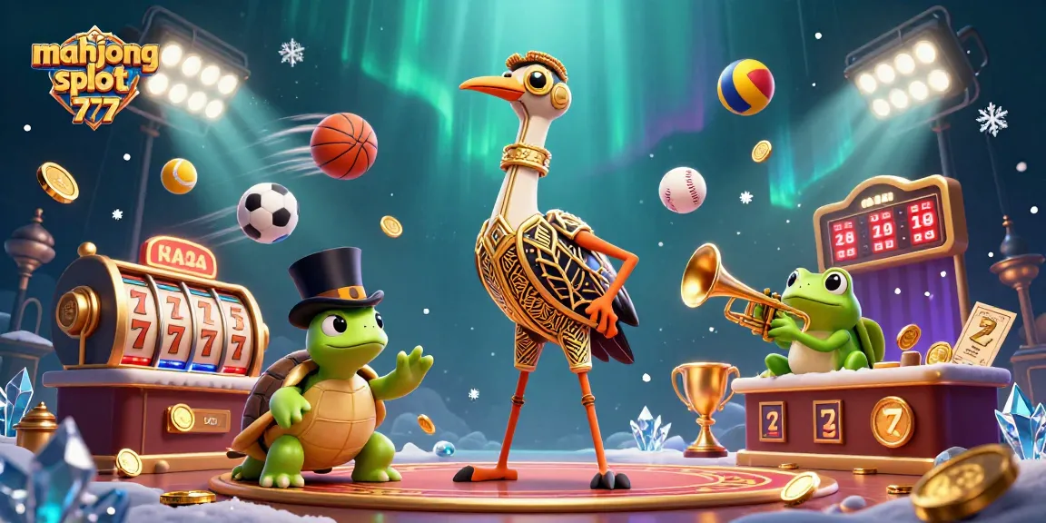Engage with mahjong slot 777 in a vibrant 3D casino illustration featuring lively characters and dynamic elements.