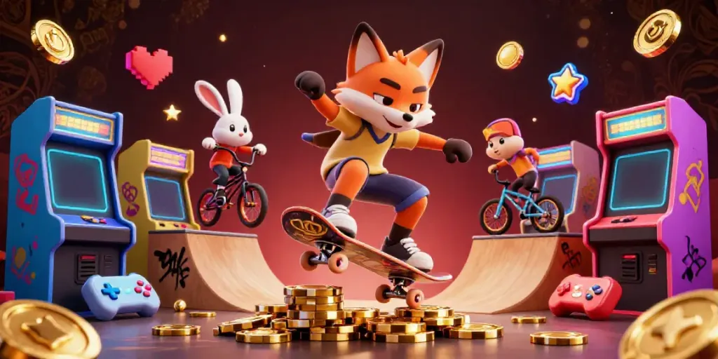 Janda4d hadir dengan ilustrasi 3D kartun, menampilkan karakter utama fox dan kelinci di dunia kasino yang menarik.