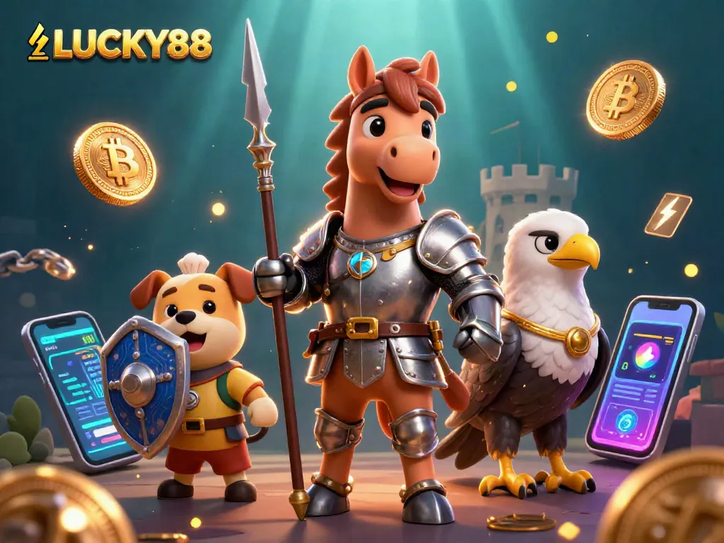 Experience adventure with LUCKY88 as a knight, squire, and falcon explore dynamic gaming riches.