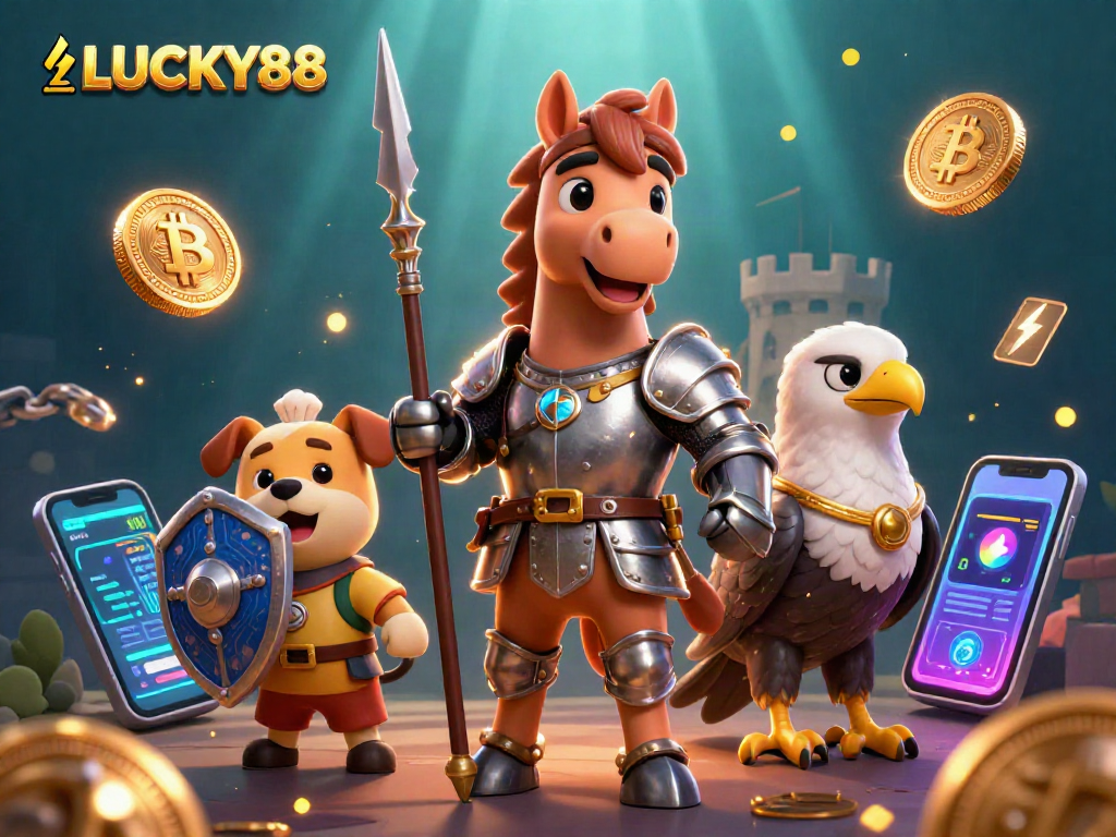 Experience adventure with LUCKY88 as a knight, squire, and falcon explore dynamic gaming riches.