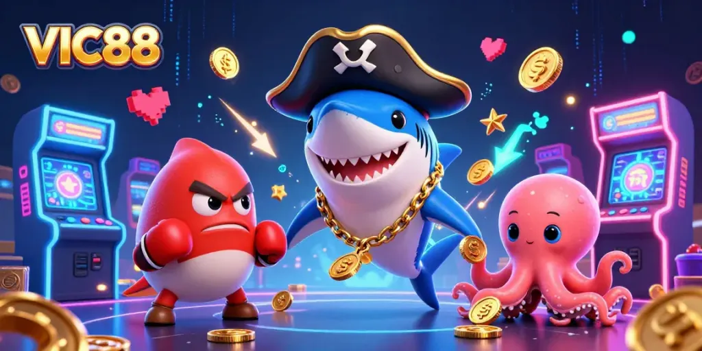 Thrill of VIC88 casino gaming with exciting characters and animated elements.