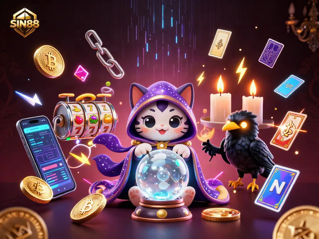 Win big with SIN88 in a vibrant 3D casino realm filled with exciting slot reels and mystical characters.