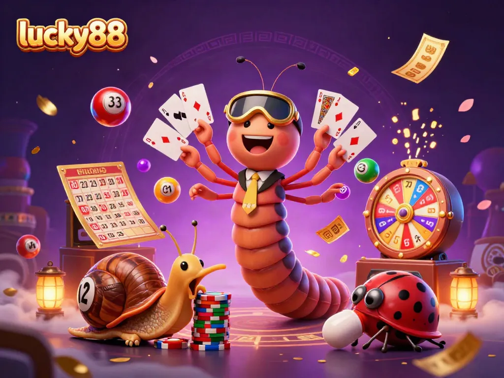 Experience thrilling gameplay at lucky88 with a millipede dealer and vibrant lottery balls in action.