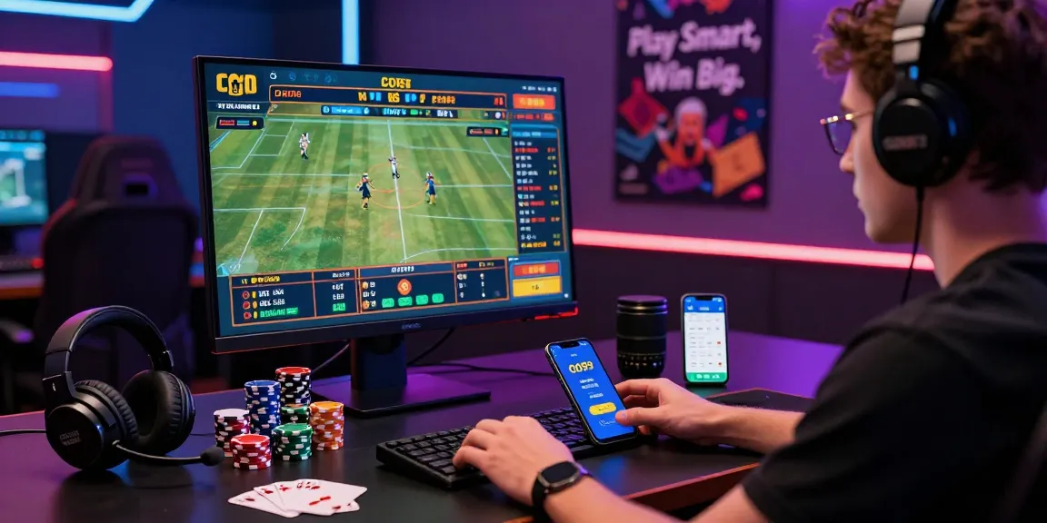 Engaged user betting on GO99 platform in modern gaming setup, showcasing vibrant atmosphere and high-tech accessories.