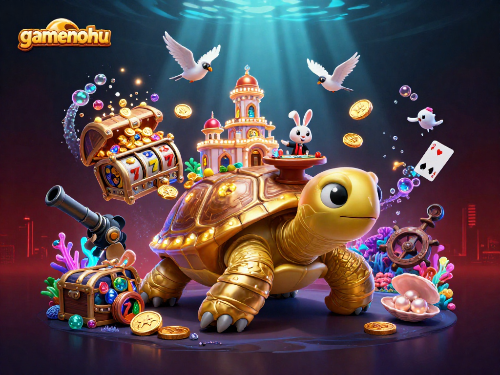 Spin the reels at gamenohu with vibrant 3D casino characters and dynamic gaming elements, showcasing jackpot excitement.