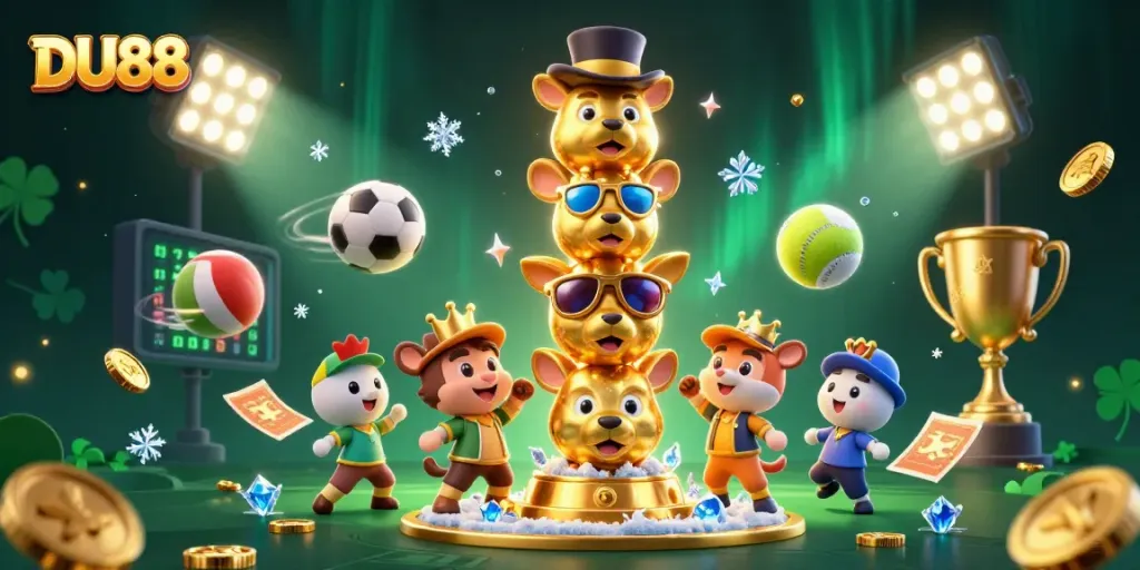 Join the thrilling DU88 gaming experience featuring dynamic sports betting elements and a vibrant totem scene.