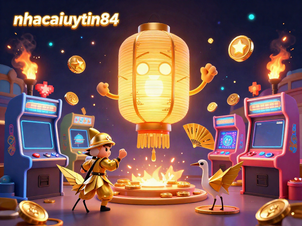 Experience the vibrant excitement of nhacaiuytin84 with a stunning 3D illustration of a casino scene featuring golden fantasy elements.