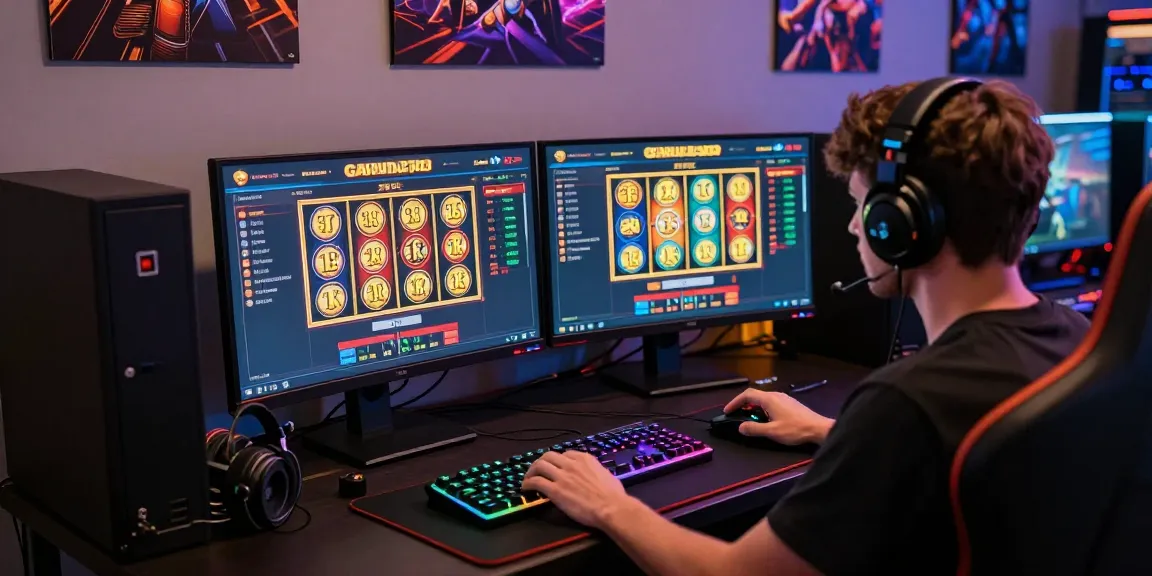 Excited player gaming on GARUDA303 platform, exploring slot depo 1k.