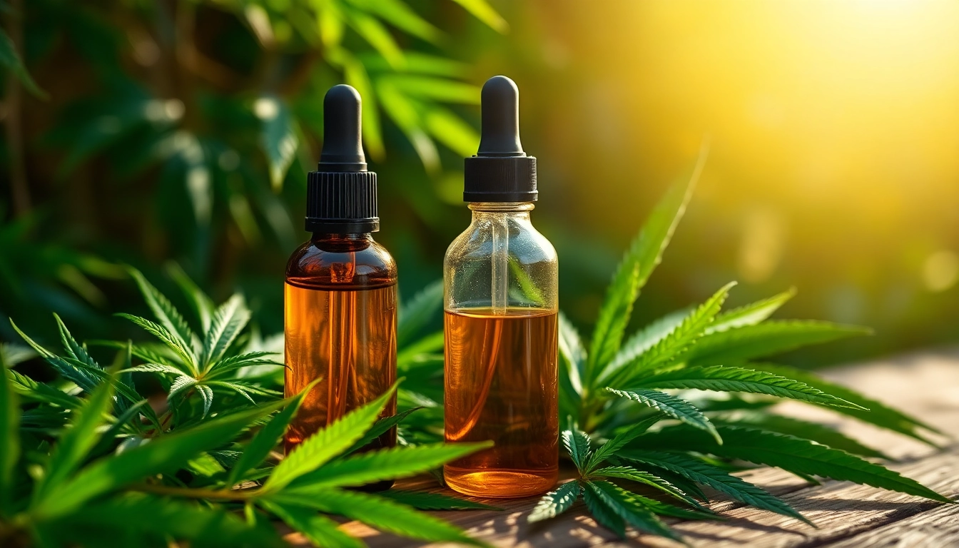 Showcase of a CBD oil product at properloud.cc with hemp leaves emphasizing health benefits.