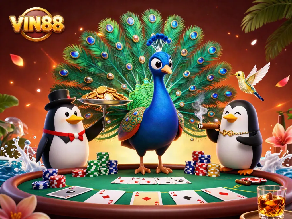 Experience exciting gameplay at VIN88's vibrant casino with stunning characters and poker action.