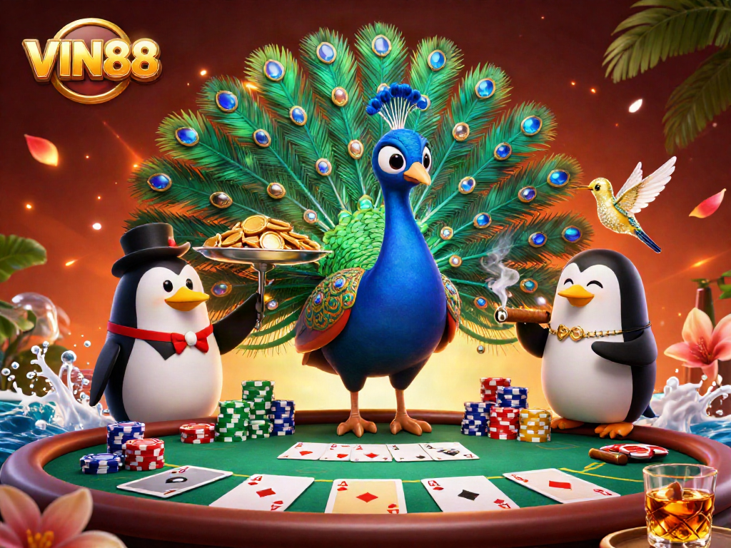Experience exciting gameplay at VIN88's vibrant casino with stunning characters and poker action.