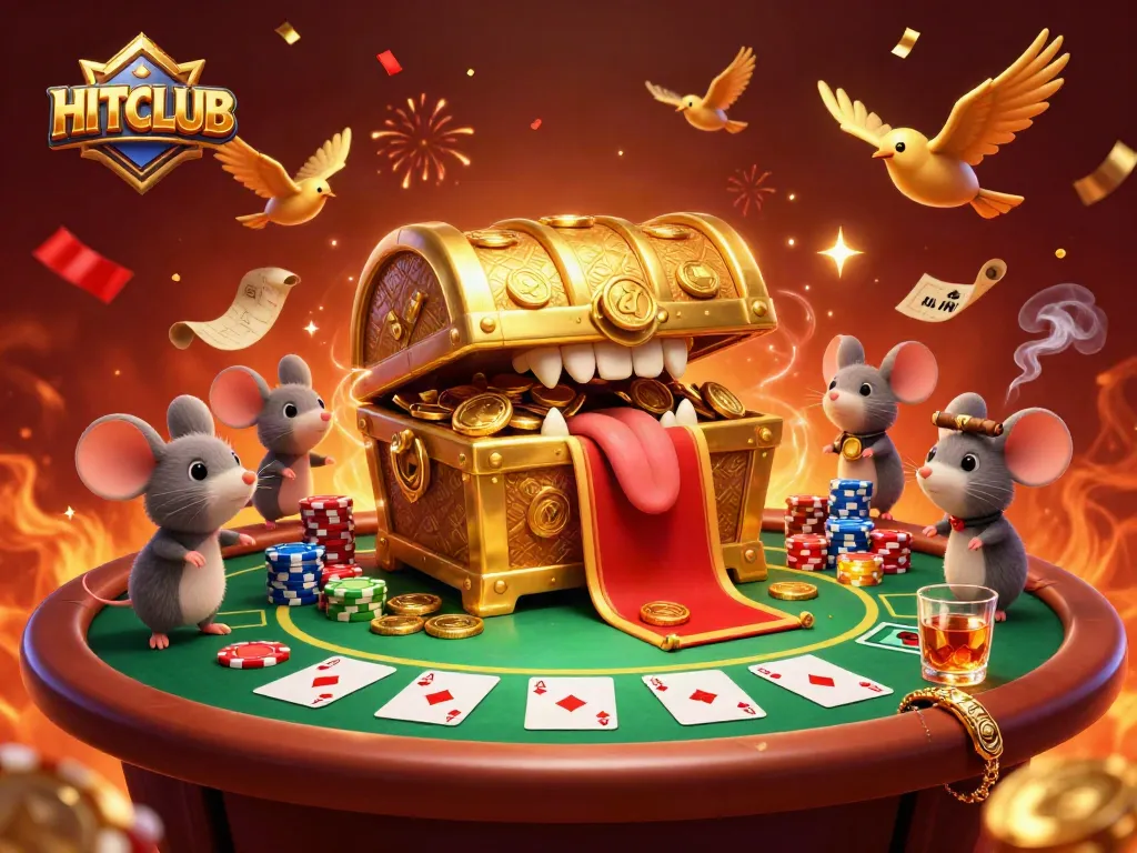 Experience exhilarating poker and potential riches at HITCLUB with this vivid casino illustration.