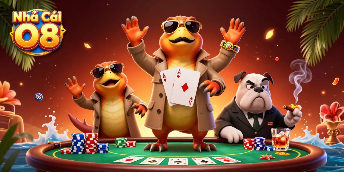 Engage in thrilling games at Nhà Cái O8, where raptors sneak into VIP lounges surrounded by poker tables and chips.