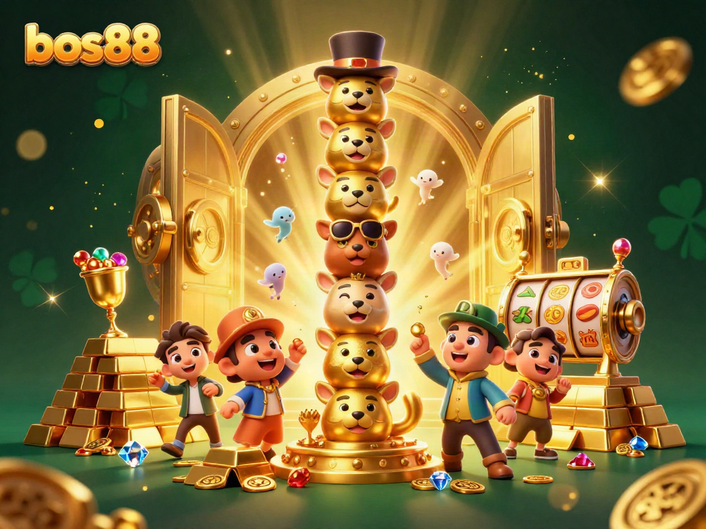Gamer bos88 bersemangat memenangkan jackpot dengan simbol slot berkilauan di sekelilingnya.