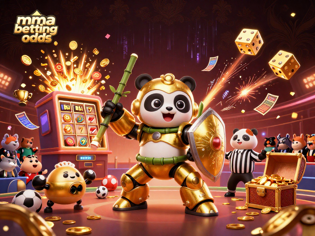 Engage with thrilling mma betting odds in a vibrant 3D arena illustration featuring dynamic gaming elements.