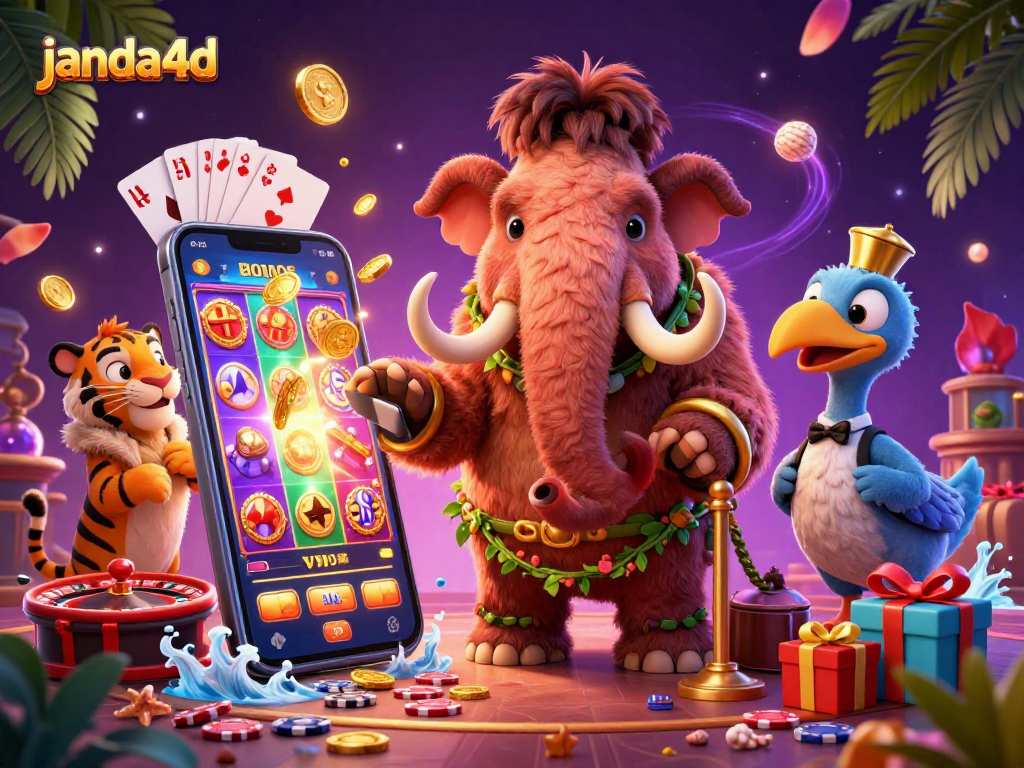 Experience thrilling gameplay with janda4d in this vibrant 3D casino scene featuring unique characters.