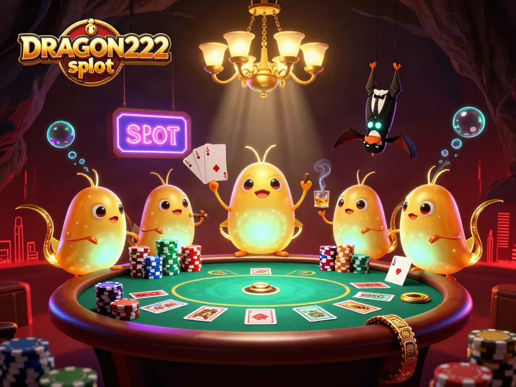 Experience the thrilling DRAGON222 slot with illuminated glowworms in a vibrant casino scene.