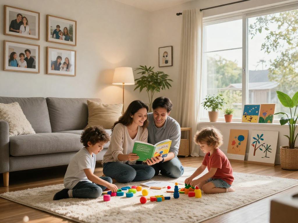 Explore positive parenting insights with rokok88 in a cozy family setting.
