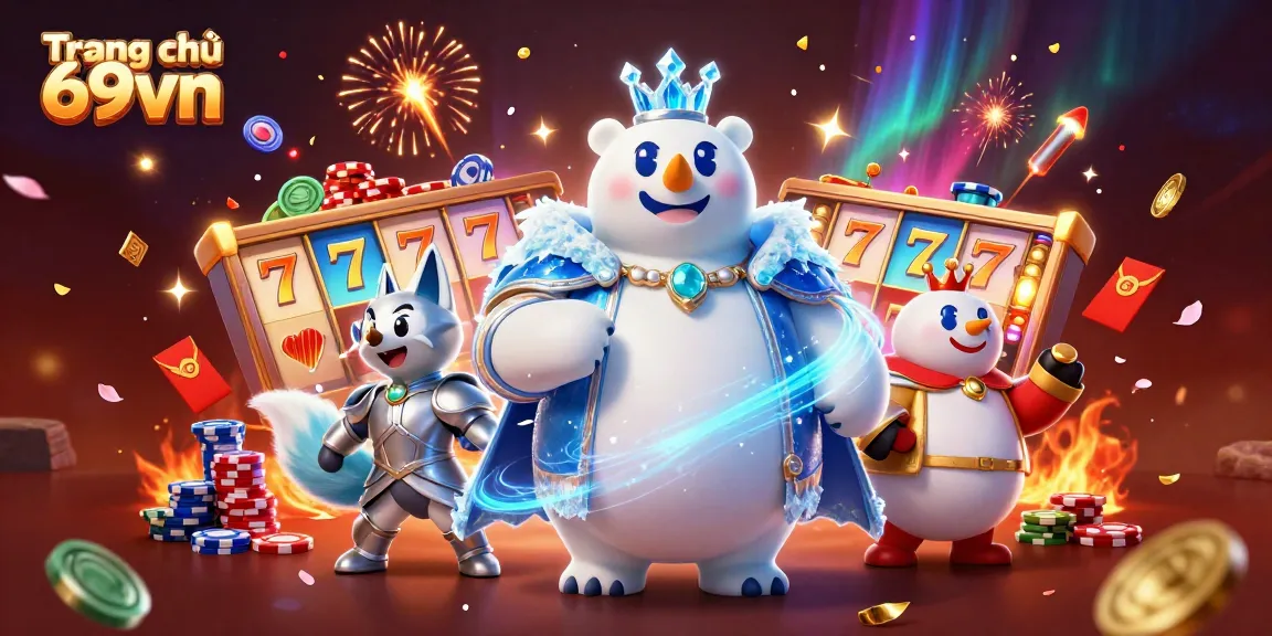Experience the excitement of winning with Trang chủ 69vn's captivating casino scene featuring majestic characters.