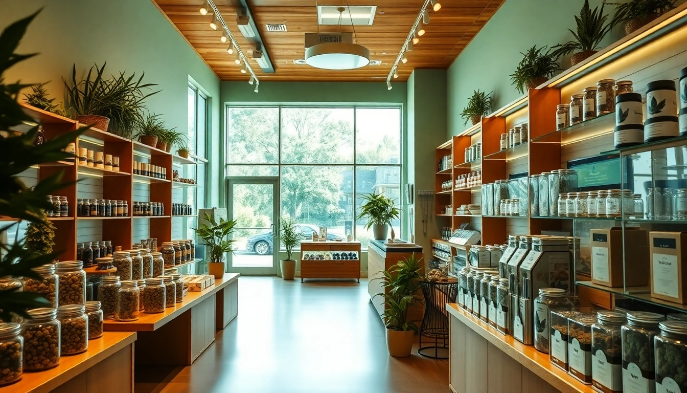 Cannabis display in a Weed Store featuring premium products and inviting ambiance.