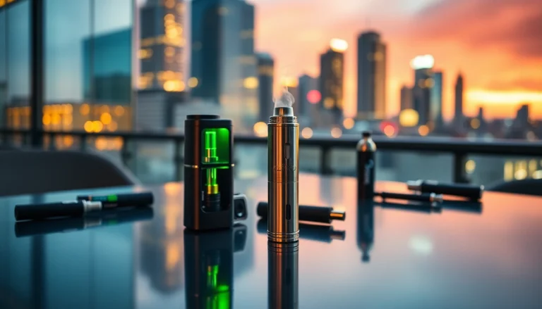 Experience the elegance of Cannabis Vape in a sophisticated urban setting with stylish devices.