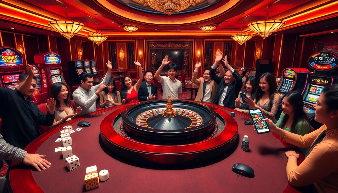 Exciting casino scene illustrating diverse gamblers engaging online with ink vao 12bet for thrilling gameplay.