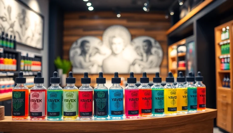 Browse Vape & E-Liquids in a curated display showcasing diverse flavors and vibrant colors.