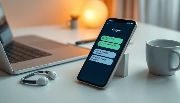 Potato app showcasing secure messaging features on a smartphone screen.