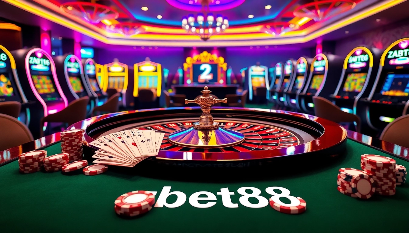 Engage with the thrill of zbet68 at a luxurious casino featuring roulette and poker.