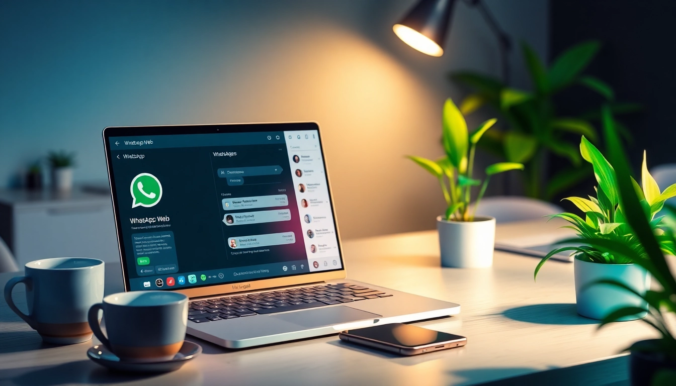 WhatsApp Web 界面，消息、语音与视频通话等功能在快连官网上无缝集成。