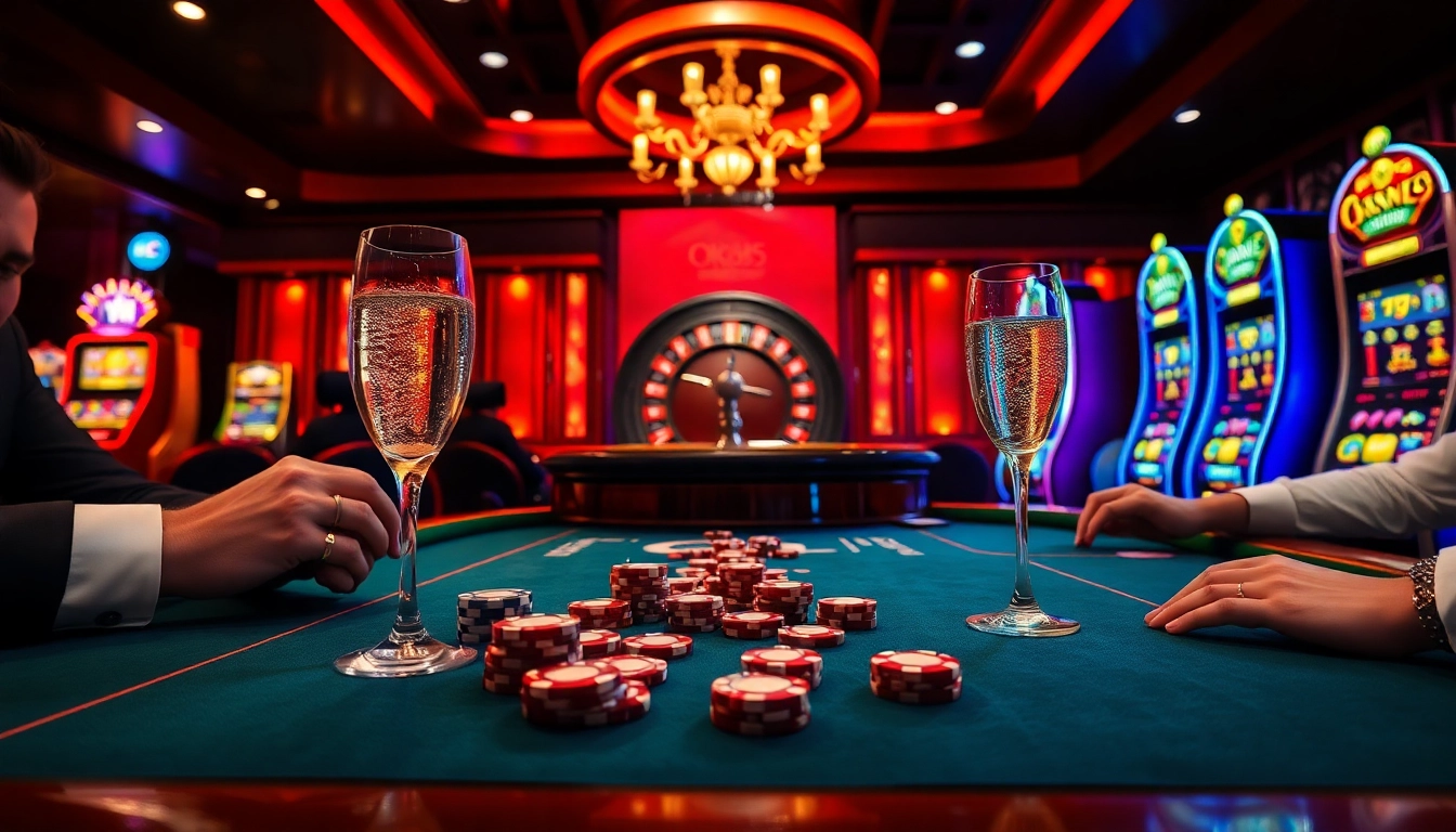 Players engaging in dynamic betting at OK365's upscale casino gaming table.