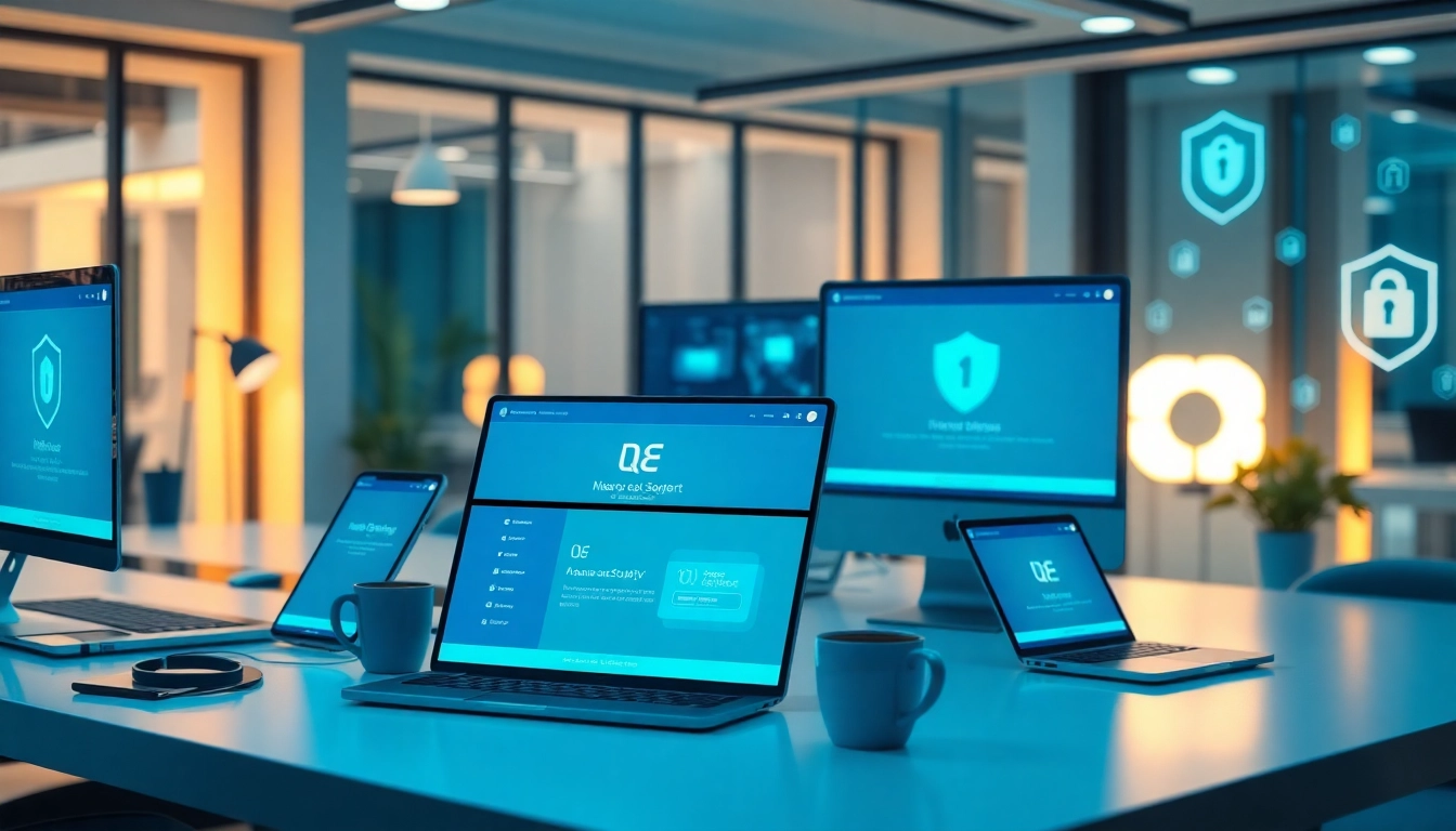 快连下载 application interface on various tech devices, representing internet privacy and security.
