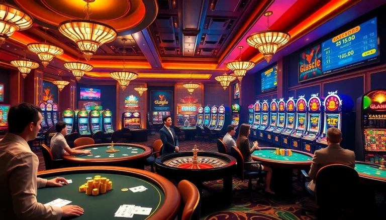 The lively casino scene at https://u888com.net/ showcases players at poker tables and roulette wheels, emphasizing strategy and excitement.