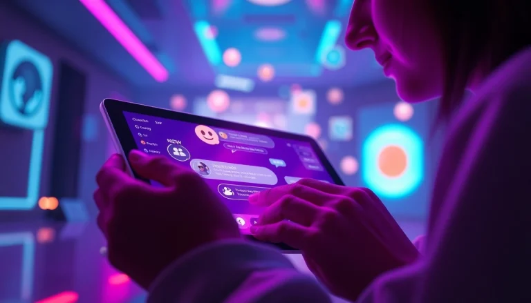 Captivating scene highlighting a free nsfw ai chatbot interaction with vibrant colors and modern digital elements.