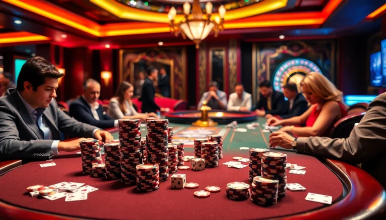 S8 casino poker scene with professional players and vibrant table action.