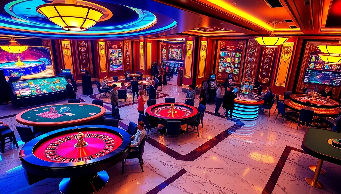 Experience the excitement of winning with scatter hitam in an elegant casino setting featuring vibrant games and players.