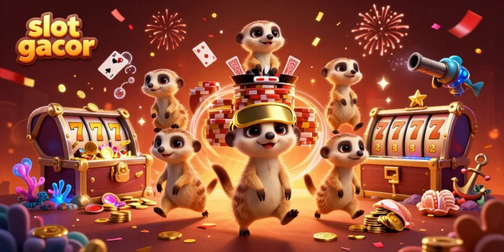 Experience dynamic winning moments with slot gacor in a vibrant casino meerkat scene.