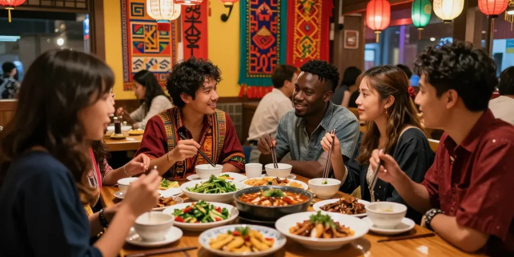 Explore cultural content at https://hanadultalk.com, showcasing diverse communities enjoying Asian cuisine and entertainment.