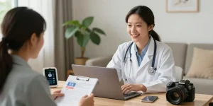 Connecting with a doctor online for an MMJ card Ohio consultation.